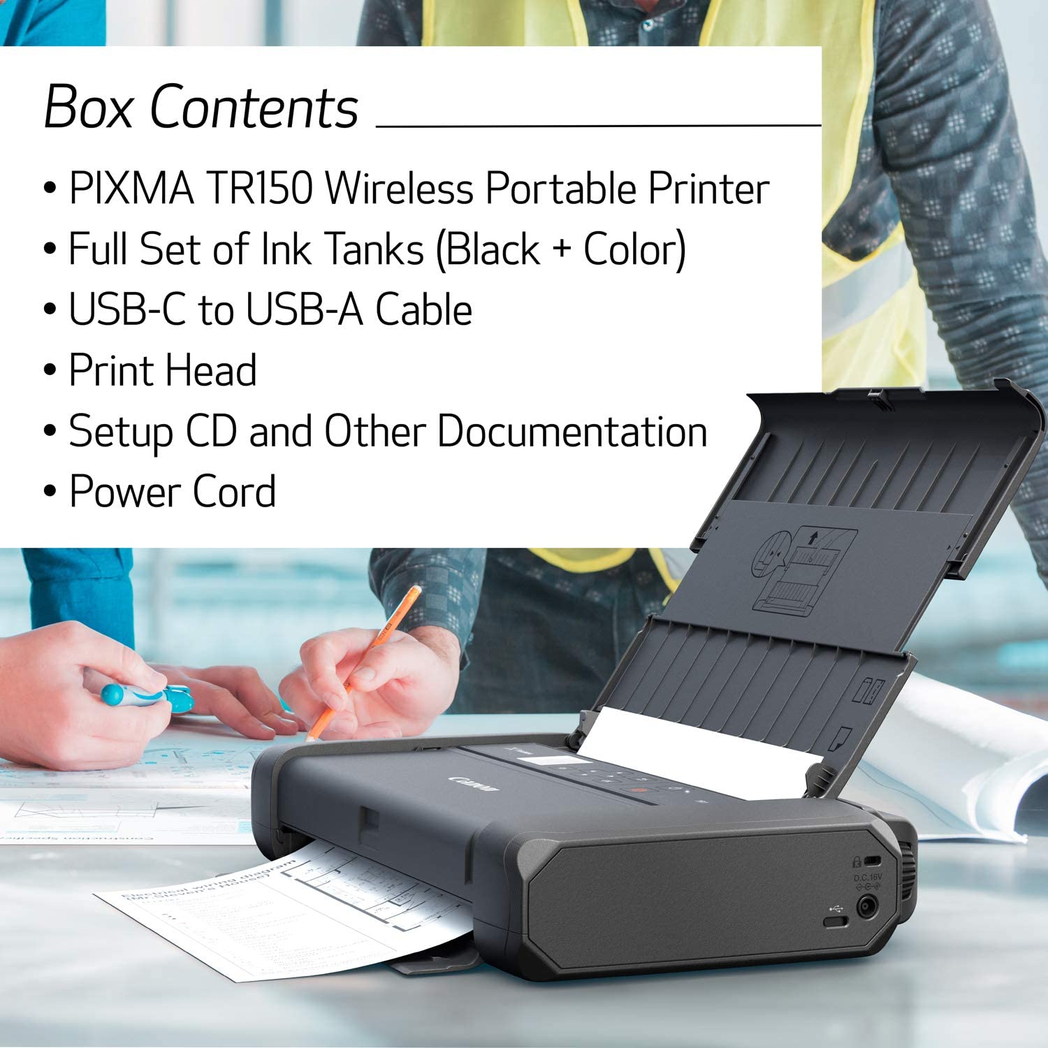 Canon PIXMA TR150 Wireless Mobile Printer With Airprint And Cloud Compatible, Black Canon PIXMA TR150 Wireless Mobile Printer With Airprint And Cloud Compatible, Black